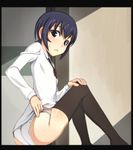  :&lt; ass black_legwear blush caryo flat_chest long_legs minami-ke minami_touma nanashino panties solo thighhighs underwear 