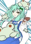  danmaku frog green_hair kochiya_sanae long_hair nagatsukiraiha snake solo touhou yellow_eyes 