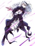  boots breasts dress frills hairband knee_boots long_hair medium_breasts purple_eyes rozen_maiden silver_hair solo suigintou sword tousen weapon 