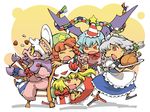  bat_wings book chibi flandre_scarlet food gift hat hong_meiling hounori izayoi_sakuya multiple_girls patchouli_knowledge red_eyes remilia_scarlet ribbon touhou wings 