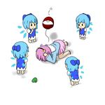  barefoot bow chibi cirno clone covering_face eyeball frog hair_bow heart komeiji_satori multiple_girls rolling_eyes scared shadow tipo_(tipoplaza) touhou trembling wings 