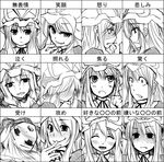  blush chart crying crying_with_eyes_open expressions greyscale jinkou_no_kuma monochrome multiple_views tears touhou translated yakumo_yukari 