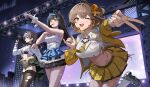  absurdres anis_(nikke) anis_(star)_(t.t._star)_(nikke) aqua_headband black_hair black_sports_bra blonde_hair blue_eyes breasts building cat_ear-shaped_hair cat_ornament cleavage_cutout clothing_cutout commentary_request concert cropped_shirt fish_hair_ornament fishnets goddess_of_victory:_nikke green_eyes green_shorts grey_hair hair_ears hair_intakes hair_ornament headband headset highres idol jacket large_breasts mint_(nikke) navel necktie night open_mouth plaid_clothes plaid_necktie prika_(nikke) screen shorts singing skirt smile sports_bra stage stage_lights t.t._star_(nikke) thighs v white_headband yellow_eyes yellow_jacket yellow_necktie yellow_skirt yoi_don 