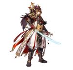  1boy absurdres arm_guards armor armored_boots black_armor black_boots black_feathers boots brown_eyes brown_hair feather_trim feathers fire_emblem fire_emblem_fates fire_emblem_heroes full_body gloves gold_armor gold_trim highres holding holding_sheath holding_sword holding_weapon japanese_armor japanese_clothes katana long_hair male_focus motsutsu official_alternate_costume official_art puffy_pants raijinto_(fire_emblem) red_gloves ryoma_(fire_emblem) ryoma_(supreme_samurai)_(fire_emblem) ryoma_(supreme_samurai)_(resplendent)_(fire_emblem) samurai second-party_source sheath shoulder_armor simple_background solo sword weapon white_background 