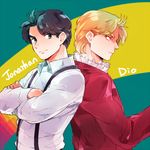  bad_id bad_pixiv_id black_hair blonde_hair dio_brando green_eyes jojo_no_kimyou_na_bouken jonathan_joestar multiple_boys oreha00701 suspenders younger 