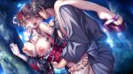  1boy 1girl against_tree amakano_3 black_hair blush breasts brown_eyes brown_hair censored cum cum_in_pussy cum_on_body feet flower forest game_asset grabbing_another's_breast grabbing_from_behind groping hair_flower hair_ornament heavy_breathing hetero highres japanese_clothes jewelry kimono large_breasts leg_lift long_hair mosaic_censoring nail_polish nature nipples open_mouth outdoors penis piromizu ring saliva saliva_trail sandals sash sex sweat toenail_polish toenails toes tongue tongue_out tree yanagi_shion yukata 