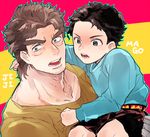  bad_id bad_pixiv_id black_hair brown_hair child eyebrows facial_hair grandfather_and_grandson jojo_no_kimyou_na_bouken joseph_joestar lowres multiple_boys oreha00701 stubble thick_eyebrows younger 