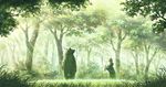  animal bear dress forest grass original scenic shirakaba_toshiharu tree 