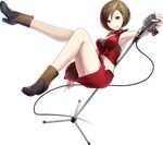  brown_eyes brown_hair full_body ixima meiko meiko_(vocaloid3) microphone microphone_stand nail_polish official_art short_hair transparent_background vocaloid 