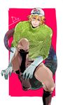  bad_id bad_pixiv_id belt blonde_hair boots diego_brando gloves green_shirt hat jojo_no_kimyou_na_bouken male_focus oreha00701 scary_monsters_(stand) shirt smile solo stand_(jojo) steel_ball_run sweater tail turtleneck 
