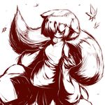  animal_ears bad_id bad_pixiv_id detached_sleeves inubashiri_momiji inunoko. leaf maple_leaf monochrome pom_pom_(clothes) tail touhou wolf_ears wolf_tail 