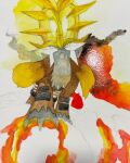  animal_focus commentary english_commentary gouging_fire highres lava mofinngram no_humans painting_(medium) partially_colored photo_(medium) pokemon pokemon_(creature) pokemon_focus traditional_media unfinished watercolor_(medium) 