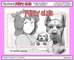  comic cover_page cub dog english_text family female great_dane greyscale human juicybrucie looking_at_viewer mammal mizuiro_megane monochrome pink_borders plain_background sketch smile text translated white_background young 