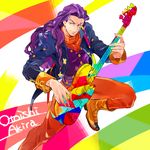  bad_id bad_pixiv_id guitar instrument jojo_no_kimyou_na_bouken long_hair male_focus oreha00701 otoishi_akira purple_hair scar solo 