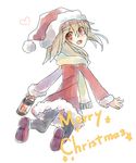  blonde_hair christmas holding lantern looking_at_viewer looking_back pantyhose red_eyes santa_costume scarf short_hair smile solo urotsuki yami_(yamitukiyoru) yume_2kki 