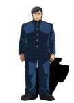  1boy black_hair blue_gakuran closed_mouth constricted_pupils drop_shadow full_body gakuran let's_go_kaikigumi looking_at_viewer male_focus official_art open_mouth protagonist_(let's_go_kaikigumi) reference_sheet sanpaku school_uniform serious short_hair solo straight-on tachi-e transparent_background 