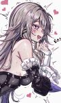  1girl black_dress breasts brown_hair commentary dress drooling heart heart-shaped_pupils herta_(honkai:_star_rail) highres honkai:_star_rail honkai_(series) implied_sex long_hair looking_at_viewer mouth_drool open_mouth purple_eyes simple_background small_breasts smile symbol-shaped_pupils the_herta_(honkai:_star_rail) untranslatable_commentary usa_(usagi_minku) very_long_hair white_background 
