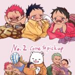  +++ 6+boys aged_down baby bear beard bepo_(one_piece) black_hair blush carrying carrying_person commentary_request crying eustass_kid facial_hair green_hair hat holding holding_unworn_clothes holding_unworn_hat jumpsuit killer_(one_piece) magu_pink mixed-language_commentary monkey_d._luffy multiple_boys one_eye_closed one_piece orange_jumpsuit red_hair roronoa_zoro scar scar_across_eye scar_on_face shirt short_hair straw_hat sweatdrop tears trafalgar_law unworn_hat unworn_headwear yellow_shirt 