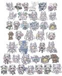  ariane_the_labrynth_servant arianna_the_labrynth_servant arias_the_labrynth_butler armor asymmetrical_legwear bat_(animal) butler chibi colored_eyelashes commentary_request demon_girl duel_monster grey_hair highres holding holding_polearm holding_weapon horns labrynth_archfiend labrynth_chandraglier labrynth_cooclock labrynth_stovie_torbie lady_labrynth_of_the_silver_castle lovely_labrynth_of_the_silver_castle maid_headdress mismatched_legwear multiple_girls multiple_views oquri polearm siblings speech_bubble striped_tail tail transparent_wings twins weapon white_background wings yu-gi-oh! 
