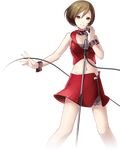  brown_eyes brown_hair ixima meiko meiko_(vocaloid3) microphone microphone_stand nail_polish official_art short_hair transparent_background vocaloid 