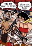  3girls abs anger_vein angry artist_name ayaki_blade bandaged_arm bandages belt black_belt black_hair boxing_gloves breasts brown_hair censored_profanity choker commentary crying dougi drunk english_commentary english_text grid_teeth headband high_ponytail highres ibuki_(street_fighter) karate_gi kasugano_sakura large_breasts long_hair makoto_(street_fighter) martial_arts_belt multiple_girls muscular muscular_female ninja off_shoulder ponytail red_headband red_tube_top ribbon_choker short_hair sideboob speech_bubble strapless street_fighter street_fighter_iii_(series) street_fighter_iv_(series) street_fighter_v teeth tube_top very_long_hair watermark yellow_choker 