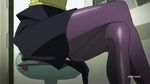  1girl animated animated_gif chair legs legs_crossed scarlet_(space_dandy) sitting skirt solo space_dandy thighhighs thighs 