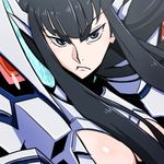  armor black_hair blue_eyes face frown junketsu kill_la_kill kiryuuin_satsuki long_hair serious solo yazwo 