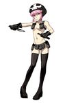  alternate_costume belt black_gloves boots breasts full_body gloves gun handgun hat holster jakuzure_nonon kill_la_kill naked_belt navel nude nudist_beach_uniform pigeon-toed pink_eyes pink_hair pistol reverse_grip short_hair shoulder_holster sidelocks skull_print small_breasts spoilers standing tantou thigh_boots thighhighs underboob utility_belt weapon yusei_(yuuseisei) 