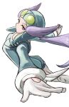  aviator_cap blue_unitard feathers flying_type_theme_(pokemon) helmet highres pilot_helmet pokemon pokemon_omega_ruby_and_alpha_sapphire purple_eyes purple_hair serious simple_background tikuwabu_33 white_background white_feathers winona_(pokemon) 