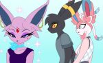 absurd_res ambiguous_gender angry anthro blue_eyes bow_(anatomy) clothing crovirus dipstick_ears distracted_boyfriend ear_markings ear_piercing ear_ring eeveelution espeon forehead_gem gem generation_2_pokemon generation_6_pokemon grey_clothing grey_shirt grey_topwear group hand_holding hi_res hoop_ear_ring jealous long_ears lucky_(odeko-yma) male male/male markings meme mole_(marking) multicolored_body multicolored_ears nintendo open_mouth piercing pink_clothing pink_shirt pink_topwear pix_(odeko-yma) pokemon pokemon_(species) pupils purple_clothing purple_eyes purple_shirt purple_topwear red_eyes ring_piercing scarf shirt sleeveless_shirt sleeveless_sweater slit_pupils smile sparkles sylveon t-shirt topwear trio umbreon wide_eyed yellow_sclera