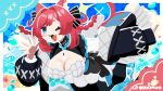 16:9 :3 accessory animal_humanoid beach blue_eyes bottomwear bow_ribbon braided_hair breasts cat_humanoid choker cleavage clothed clothing felid felid_humanoid feline feline_humanoid female gesture hair hair_accessory hair_bow hair_ribbon hi_res humanoid jewelry lp8000mao maid_uniform mammal mammal_humanoid necklace one_eye_closed red_hair ribbons skirt sleeves snaggle_tooth solo uniform waving widescreen wink