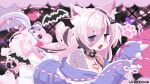16:9 animal_humanoid bottomwear cat_humanoid choker clothing felid felid_humanoid feline feline_humanoid female hair hi_res humanoid jewelry lp8000mao mammal mammal_humanoid necklace pajamas pink_hair plushie skirt solo teddy_bear undead widescreen zombie
