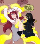annoyed blue_eyes bottomwear bound clothing duo eyewear female female_on_top glasses hi_res human humanoid legwear levia_(thetenk) male male/female mammal mostly_nude on_top pleated_skirt skirt submissive submissive_male tentacles thetenk thigh_highs