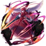  1girl armor armored_boots armored_skirt artist_request bat_(animal) boots fang fantasy feathered_wings full_armor full_body game_asset gauntlets grand_summoners grey_hair holding holding_polearm holding_weapon long_hair looking_at_viewer official_art open_mouth outstretched_arm outstretched_hand overlord_(maruyama) plate_armor polearm ponytail purple_aura red_armor red_eyes shalltear_bloodfallen simple_background slit_pupils solo third-party_source transparent_background vampire very_long_hair weapon white_wings wings wolf 
