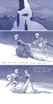  comic_strip crossover elsa_(frozen) jack_frost_(rise_of_the_guardians) monochrome snow 