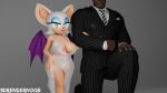 16:9 3d_(artwork) 3drendernoob anthro arm_hold big_breasts blender_(artwork) breasts choker cleavage clothed clothing dark_body dark_skin digital_media_(artwork) dress duo female hi_res human jewelry lace_panties lipstick makeup male mammal necklace rouge_the_bat sega shortstack side_boob sonic_the_hedgehog_(series) suit translucent translucent_clothing wide_hips widescreen