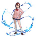  1girl artist_request ayase_momo black_choker blue_skirt bow bowtie brown_eyes brown_hair brown_shoes choker closed_mouth commentary crossed_bangs dandadan earrings english_commentary floating_earrings full_body game_asset grand_summoners gyaru hair_behind_ear hair_between_eyes hand_on_own_hip jewelry kami_high_school_uniform kneehighs legs long_sleeves looking_at_viewer loose_bowtie loose_socks medium_hair microskirt miniskirt official_art pink_sweater pleated_skirt red_bow red_bowtie red_eyes school_uniform shirt shoes short_hair simple_background skirt sleeves_past_wrists smile socks solo standing sweater thick_eyebrows thighs third-party_source transparent_background water white_shirt white_socks wing_collar 