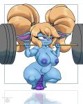 4:5 abdominal_bulge absurd_res areola big_breasts big_hair bite biting_lip biting_own_lip blonde_hair blue_body blue_fur breasts crouching exercise eyelashes feet female front_view fur hair hi_res humanoid humanoid_pointy_ears league_of_legends linyxart navel nipples nude penetration pigtails pointy_ears poppy_(lol) pupils purple_areola purple_eyes purple_nipples riot_games self_bite sex_toy sex_toy_in_vagina sex_toy_insertion simple_background slit_pupils snaggle_tooth solo tencent thick_thighs vaginal vaginal_penetration weightlifting white_background wide_hips workout yordle