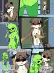 anthro anthro_on_anthro bassilixxx23 black_sclera blush blush_lines bodily_fluids brown_body cellphone comic domestic_rabbit duo electronics female fur genitals green_body green_fur hi_res hoppy_hopscotch lagomorph leporid male male/female mammal markings mob_entertainment mustelid nipples nude oryctolagus otter phone poppy_playtime pupils rabbit ring_(marking) ringed_tail shower smartphone smiling_critters spanish_text striped_markings striped_tail stripes sweat sweatdrop tail tail_markings text translated vulva whiskers white_pupils