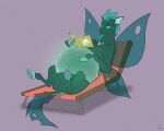 2025 arthropod beach_chair book changeling_(mlp) convexpert equid equine fan_character fangs female feral fetus friendship_is_magic half-closed_eyes hasbro hi_res holding_book holding_object hole_(anatomy) hooves horse hybrid insect lying mammal mouth_closed my_little_pony narrowed_eyes nude on_back pregnant pregnant_female signature solo tail teeth text translucent translucent_belly wings