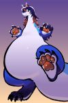2026 4_fingers 4_toes ambiguous_anthro ambiguous_gender ambiguous_species anthro belly big_belly big_tail black_claws black_hair blue_body blue_fur blue_thighs blush claws contiguous_snout digitigrade dragon equid equine featureless_crotch feet finger_claws fingers first_person_view flat_chested foot_focus frowning_at_viewer fur glistening glistening_pawpads gradient_background hair hair_over_eye hi_res highlights_(coloring) hindpaw horse huge_tail hybrid josh_(serafphim) long_hair long_neck looking_at_viewer low-angle_view macro male_(lore) mammal multicolored_body mythological_creature mythological_scalie mythology nervous no_navel nude_ambiguous nude_anthro orange_highlights orange_inner_ear orange_pawpads pawpads paws pear-shaped_figure pointy_ears scalie serafphim shaded simple_background slightly_chubby slightly_chubby_ambiguous slightly_chubby_anthro soft_shading solo squiggle_mouth step_pose stepping_on_viewer tail thick_thighs toe_claws toes two_tone_body white_belly wide_hips