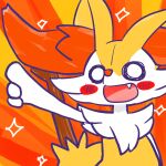 1:1 2024 ambiguous_anthro ambiguous_gender annyui0611 anthro biped blush blush_stickers braixen bust_portrait canid cute_fangs digital_drawing_(artwork) digital_media_(artwork) empty_eyes fangs generation_6_pokemon gesture hand_gesture hi_res japanese_description mammal nintendo object_in_tail open_mouth open_smile pointing pokemon pokemon_(species) portrait simple_background smile solo sparkles stick stick_in_tail tail teeth translated_description