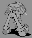 2025 absurd_res andromorph anthro anus bent_over black_and_white clothing crossgender digital_drawing_(artwork) digital_media_(artwork) english_text eulipotyphlan fool's_hat footwear genitals hat headgear headwear hedgehog hi_res intersex jester jester_outfit looking_at_viewer looking_back looking_back_at_viewer mammal monochrome mta_crossgender mti_crossgender one_eye_closed raised_tail sega shaddycatz shoes smile solo sonic_the_hedgehog sonic_the_hedgehog_(series) standing tail text vulva wink