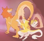 anal anal_penetration animal_genitalia anthro anus balls big_anus bodily_fluids clitoral_hood duo female female_rimming_male feral fluffy_(doreh) fur genitals hi_res male male/female oral orange_body orange_fur pawpads penetration penis perineum pink_anus pink_pawpads pink_penis pink_vulva prehensile_clitoral_hood rimming saliva savvel sergal sex size_difference snake28 vulva yellow_body yellow_fur