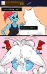 anal anal_penetration anthro anus aquatic athletic athletic_gynomorph athletic_intersex balls blue_body blue_skin bodily_fluids boots butt canid canine clothing colored_nails comic cum cum_in_ass cum_inside dialogue duo english_text fingernails fish footwear fur genital_fluids genitals gills gynomorph gynomorph/male gynomorph_penetrated hair hi_res humanoid instant_loss_2koma intersex intersex/male intersex_penetrated male male_penetrating male_penetrating_gynomorph male_penetrating_intersex mammal nails penetration penile penile_penetration penis penis_in_ass red_boots red_clothing red_fingernails red_footwear red_hair red_nails sex shoes tail tail_motion tailwag text undertale_(series) undyne v.geneva white_body white_fur yellow_sclera
