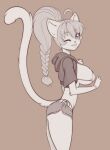 2026 anthro arm_tuft big_breasts bikini bikini_strap bottomwear breasts chest_tuft clothing cropped_hoodie domestic_cat elbow_tuft eyebrow_through_hair eyebrows eyelashes felid feline felis female grey_eyes hair hi_res hoodie mammal one_eye_closed ponytail scorpdk shorts side_boob smile solo swimwear topwear translucent translucent_hair tuft two-piece_swimsuit wink
