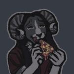 1:1 2026 anthro bovid caprine digital_media_(artwork) digital_painting_(artwork) female food greennie headshot_portrait hi_res icon mammal painting_(artwork) pizza portrait sheep solo tongue