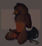 2021 abs absurd_res animal_genitalia animal_penis anthro areola balls big_balls big_penis biped black_mane blue_eyes bodily_fluids brown_body brown_fur colored dated dripping equid equine equine_genitalia equine_penis erection excessive_genital_fluids excessive_precum flared_penis full-length_portrait fur ganachethehorse genital_fluids genitals hands_behind_back hi_res horse kira_adelay leaking_precum male mammal mane medial_ring muscular muscular_anthro muscular_male navel nipples nude_anthro nude_male pecs penis portrait pose precum precum_drip shaded shadow signature solo tail