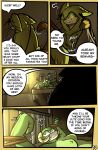 absurd_res anthro brradett cloth_gag clothed clothing colored comic dialogue digital_media_(artwork) duo english_text felid feline female fur gag gagged hi_res horn kat_(irresistable) lernie_(brradett) mammal melee_weapon nipples restrained scalie speech_bubble tail text weapon yellow_eyes