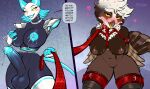 absurd_res areola ariagoldberry arms_tied avian balls bdsm beak big_balls big_breasts bird black_balls black_breasts black_penis blue_areola blue_glans blue_nipples blush bodily_fluids bondage bound breast_grab breasts canid canine ceilo_(wafflezcol) collar deltarune dominant dominant_gynomorph dominant_intersex dripping english_text feathers female food food_creature fox genital_fluids genitals glans gynomorph gynomorph/female hand_on_breast hi_res hyper intersex intersex/female kneeling lactating leaking_precum leash leash_pull legs_tied machine mammal nipples non-mammal_nipples nude open_mouth owl penis precum precum_drip pulsatrix robot self_grope spectacled_owl submissive submissive_female tail tasque_manager text thick_thighs tongue tongue_out transformation true_owl undertale_(series) vulva wings